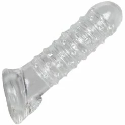 Discount ⭐ Bondara Clear Textured Cock Sleeve With Ball Strap ✨