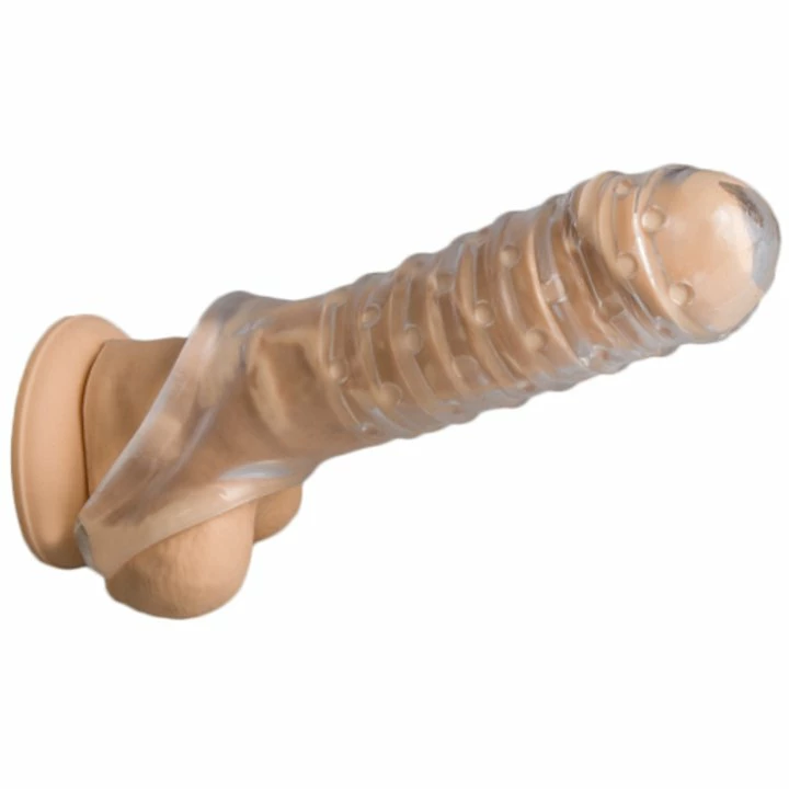 Discount ⭐ Bondara Clear Textured Cock Sleeve With Ball Strap ✨ 2 Discount ⭐ Bondara Clear Textured Cock Sleeve With Ball Strap ✨ - Image 2
