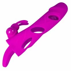 Coupon 😀 Bondara Magenta Silicone Vibrating Rabbit Cock Sleeve 🌟