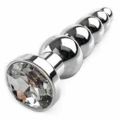 New 😉 Bondara&Sex Bejewelled Silver Metal Beaded Butt Plug - 5.5 Inch 🧨